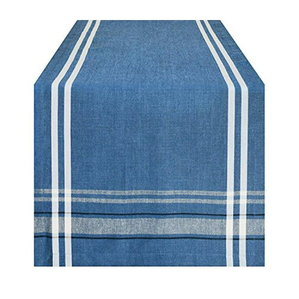Blue Chambray 14x72 DII 100% Cotton Everyday French Stripe Tabletop Collection 